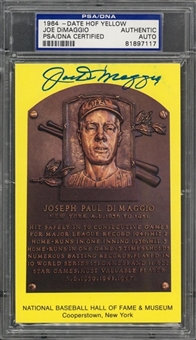 Joe DiMaggio Signed Hall of Fame Plaque Postcard (PSA/DNA)